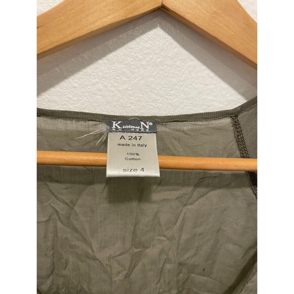 KristenseN Du Nord Womens Midi Dress Size 4 Gray Crepe V Neck Sheer Lagenlook - Picture 2 of 7